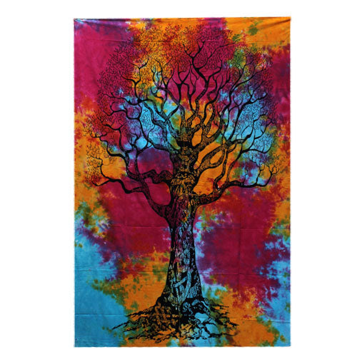 Single Cotton Bedspread + Wall Hanging - Winter Tree