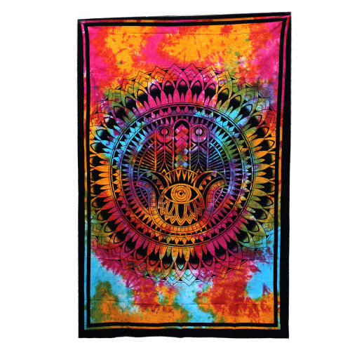 Single Cotton Bedspread + Wall Hanging - Hamsa